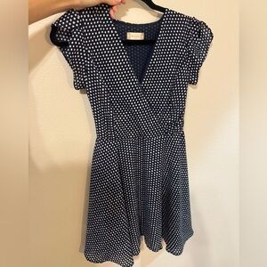 Altar’d state side zip navy polka dot dress
